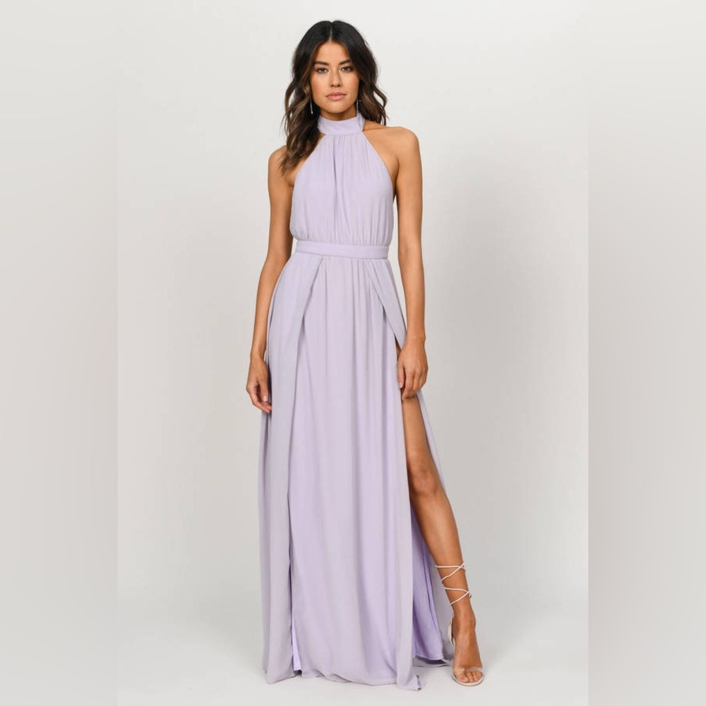 Tobi XS Tara Halter Maxi Dress Dusty Purple